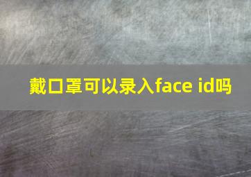 戴口罩可以录入face id吗